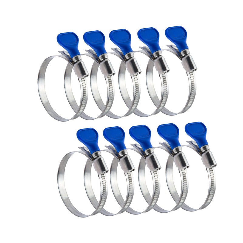 POWERTEC مشبك خرطوم من الفولاذ المقاوم للصدأ POWERTEC 70262 - 2-1/2 بوصة، قابل للتعديل، عبوة 10 لجامع الغبار، فتحة مجفف وأنابيب - Image 1